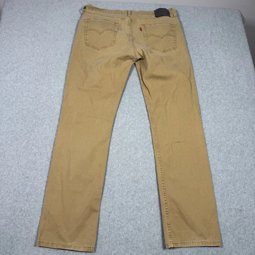 Levis 514 Straight Fit Khaki Tan Pants Mens 36x34 Cotton Blend Preppy Casual
